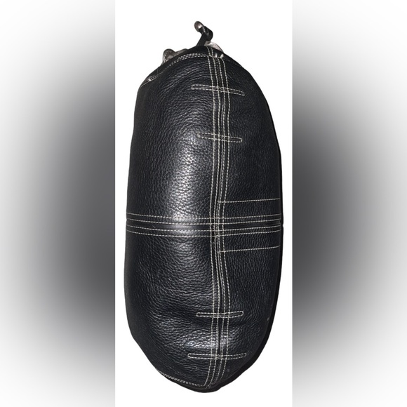 🖤 Brighton Black Leather Hobo Shoulder Bag With Silver Chain Strap Heart Charm - Picture 9 of 15